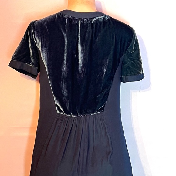 MAEVE ANTHROPOLOGY TEAL VELVET & VISCOSE SHORT SLEEVE TUNIC DRESD SZ XS - Picture 3 of 5